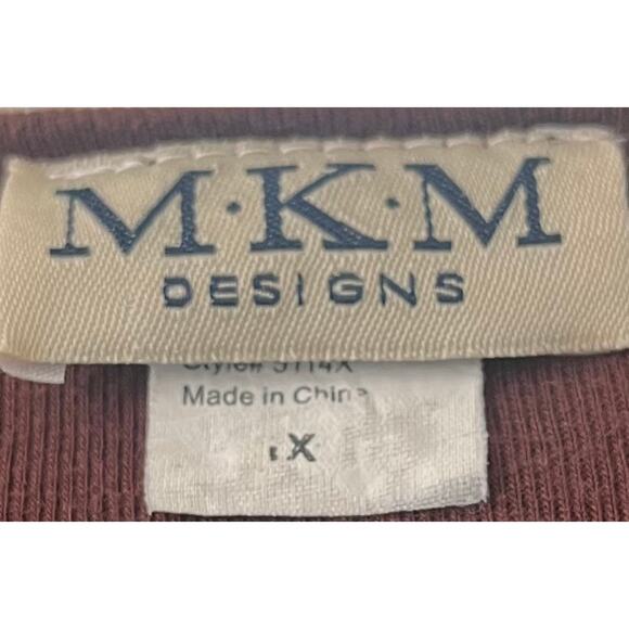 MKM DESIGNS LONG SLV SCOOP NECK PULL-OVER BLOUSE, WOMENS, 1X, BROWN W/GOLD DECOR - Picture 10 of 10